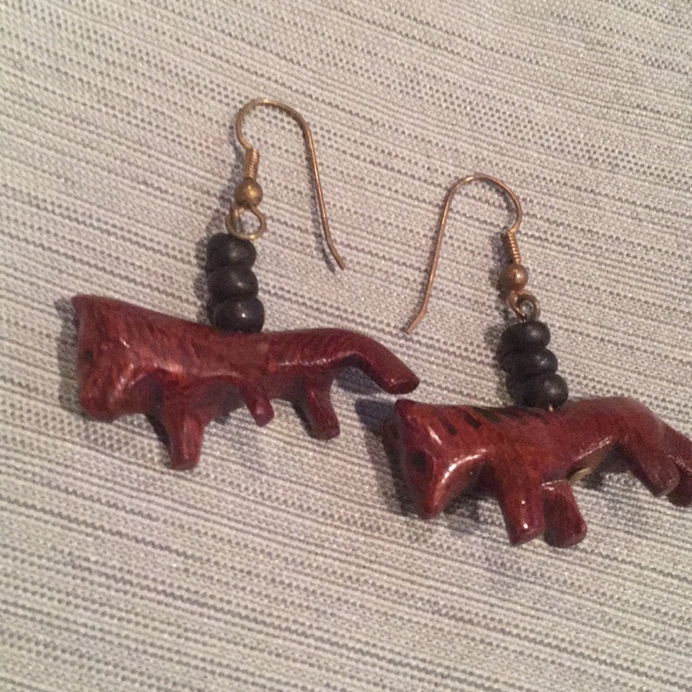 Wooden animal earrings